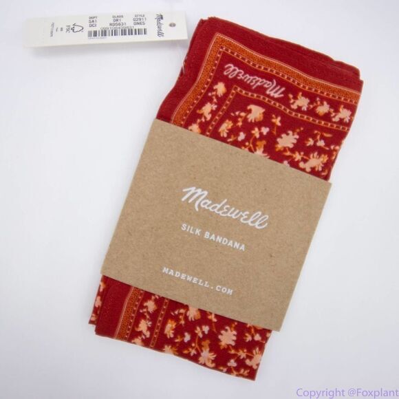 NEW Madewell silk bandana, color:‎ Dark Cinnabar - Picture 4 of 8
